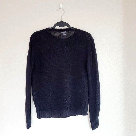 Polo by Ralph Lauren Womens Sweater M Open Knit Weave Long Sleeve Black - Picture 6 of 7